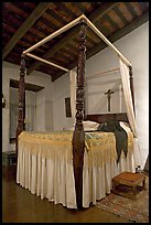 Bedroom in the Avila Adobe, Los Angeles  oldest building (1818). Los Angeles, California, USA (color)