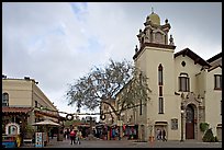 Church and Olvera Street, El Pueblo historic district. Los Angeles, California, USA
