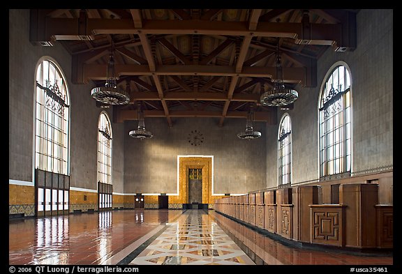Hall in Union Station. Los Angeles, California, USA (color)