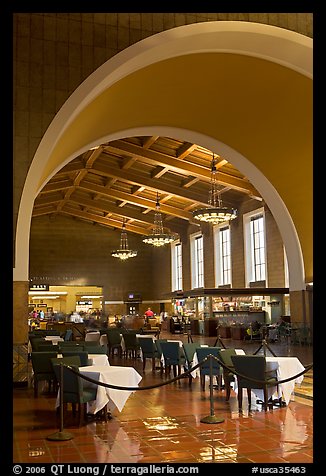 Central hall in Union Station. Los Angeles, California, USA (color)