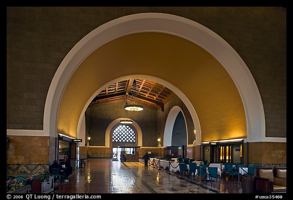 Entrance hall in Union Station. Los Angeles, California, USA (color)