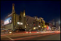 Mann Chinese Theatre at dusk. Hollywood, Los Angeles, California, USA (color)