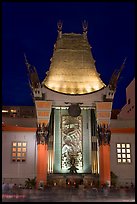 Main gate of Grauman Chinese Theatre at night. Hollywood, Los Angeles, California, USA ( color)