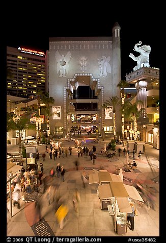 Hollywood and Highland shopping and entertainment complex at night. Hollywood, Los Angeles, California, USA (color)