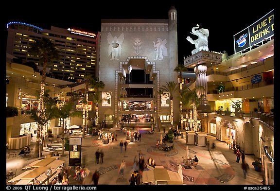 Hollywood and Highland shopping complex at night. Hollywood, Los Angeles, California, USA