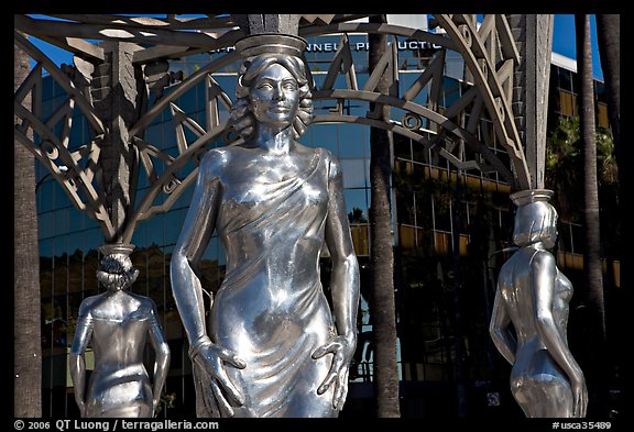 Gazebo with statue of actress  Dorothy Dandridge. Hollywood, Los Angeles, California, USA (color)