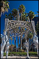 Gazebo with statues of Dorothy Dandridge, Dolores Del Rio, Mae West,  and Anna May Wong. Hollywood, Los Angeles, California, USA (color)