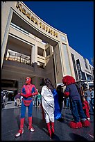 People dressed as movie characters in front of the Kodak Theatre. Hollywood, Los Angeles, California, USA (color)