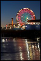 Ferris Wheel in motion at nightfall. Santa Monica, Los Angeles, California, USA ( color)