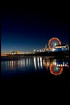 Ferris Wheel and pier at night. Santa Monica, Los Angeles, California, USA (color)