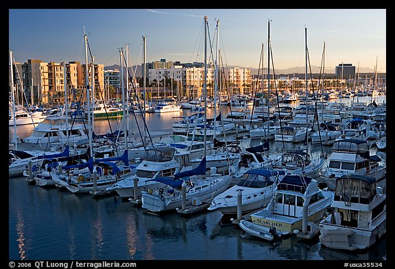 Marina at sunrise. Marina Del Rey, Los Angeles, California, USA (color)