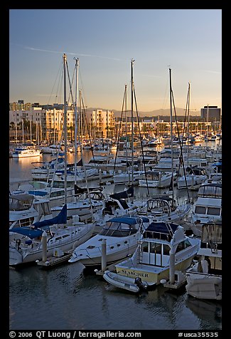 Yachts and marina at sunrise. Marina Del Rey, Los Angeles, California, USA (color)