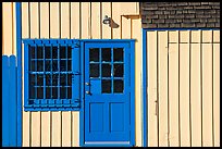 Facade of house with blue doors and windows. Marina Del Rey, Los Angeles, California, USA ( color)