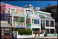 Row of colorful beach houses. Santa Monica, Los Angeles, California, USA (color)