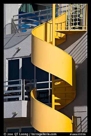 Detail of outdoor spiral staircase. Santa Monica, Los Angeles, California, USA