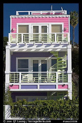 Colorful beach house. Santa Monica, Los Angeles, California, USA