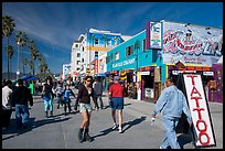 Rollerblading on colorful Ocean Front Walk. Venice, Los Angeles, California, USA (color)