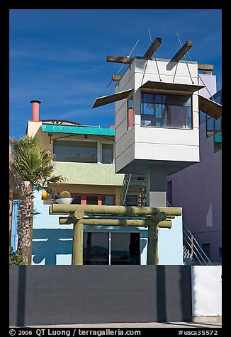 Beach house with lookout tower. Venice, Los Angeles, California, USA