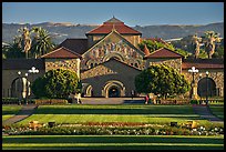 Lawn, main Quad, and Memorial Chapel. Stanford University, California, USA
