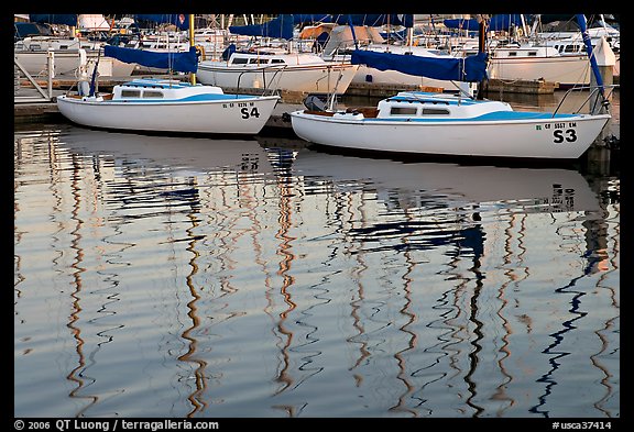 Marina reflections. Redwood City,  California, USA (color)