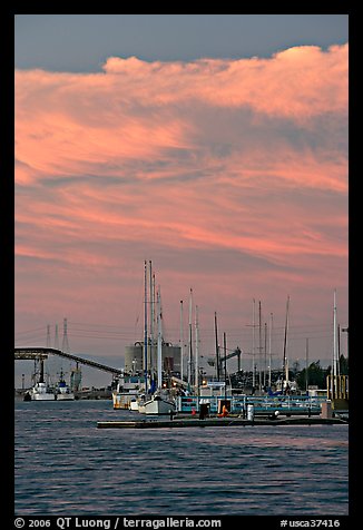 Port of Redwood and clouds at sunset. Redwood City,  California, USA
