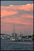 Port of Redwood and clouds at sunset. Redwood City,  California, USA (color)