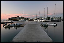 Deck and marina, sunset. Redwood City,  California, USA