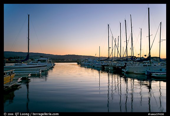 Marina, sunset. Redwood City,  California, USA (color)