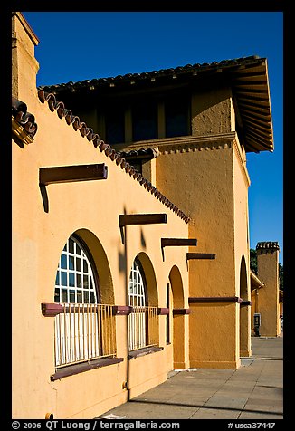 Burlingame train station, in mission revival style. Burlingame,  California, USA