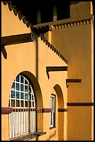 Detail of adobe style train depot. Burlingame,  California, USA