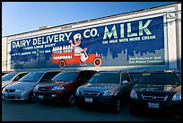 Historic advertising mural, in a car dealership lot. Burlingame,  California, USA ( color)