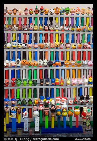 Collection of Pez dispensers, Pez museum. Burlingame,  California, USA