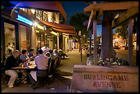 Outdoor dining on Burlingame Avenue. Burlingame,  California, USA (color)