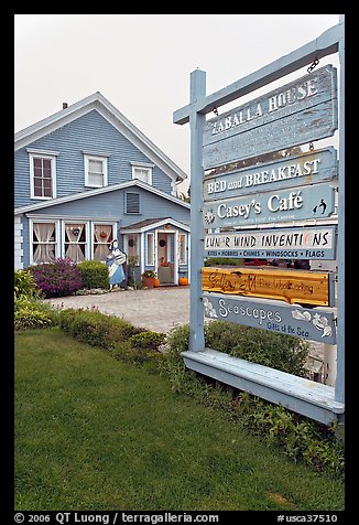 Zabella House and signs. Half Moon Bay, California, USA (color)