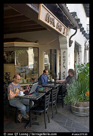 Men sitting at Cafe. Palo Alto,  California, USA (color)