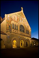 Memorial Church illuminated. Stanford University, California, USA (color)