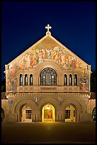 Memorial Church facade at night. Stanford University, California, USA ( color)