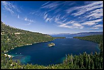 Wide view of Emerald Bay and Lake Tahoe, California. USA