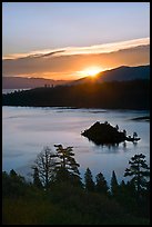 Sunrise over Emerald Bay and Fannette Island, California. USA (color)