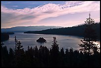 Emerald Bay, Fannette Island, and Lake Tahoe, morning, California. USA (color)