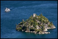 Paddle tour boat approaching Fannette Island, Emerald Bay, California. USA