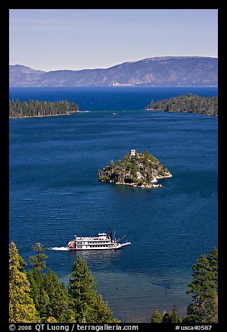 Paddle boat, Emerald Bay, Fannette Island, and Lake Tahoe, California. USA