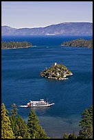 Paddle boat, Emerald Bay, Fannette Island, and Lake Tahoe, California. USA (color)