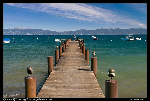 Wooden dock, West shore, Lake Tahoe, California. USA (color)