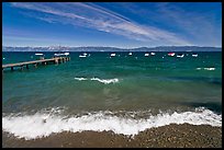 Surf break and dock, West shore, Lake Tahoe, California. USA