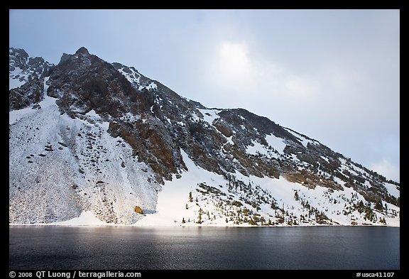 Peak with fresh snow, Ellery Lake. California, USA