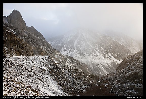 Snow and clouds, Tioga Pass road. California, USA