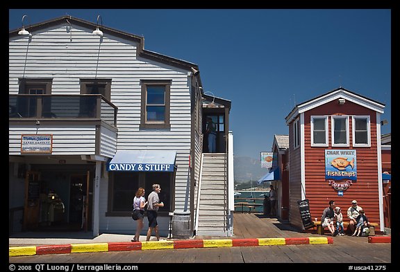 Stores of wharf. Santa Barbara, California, USA (color)