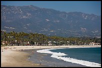 East Beach and mountains. Santa Barbara, California, USA