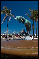Dolphin statue and wharf. Santa Barbara, California, USA (color)